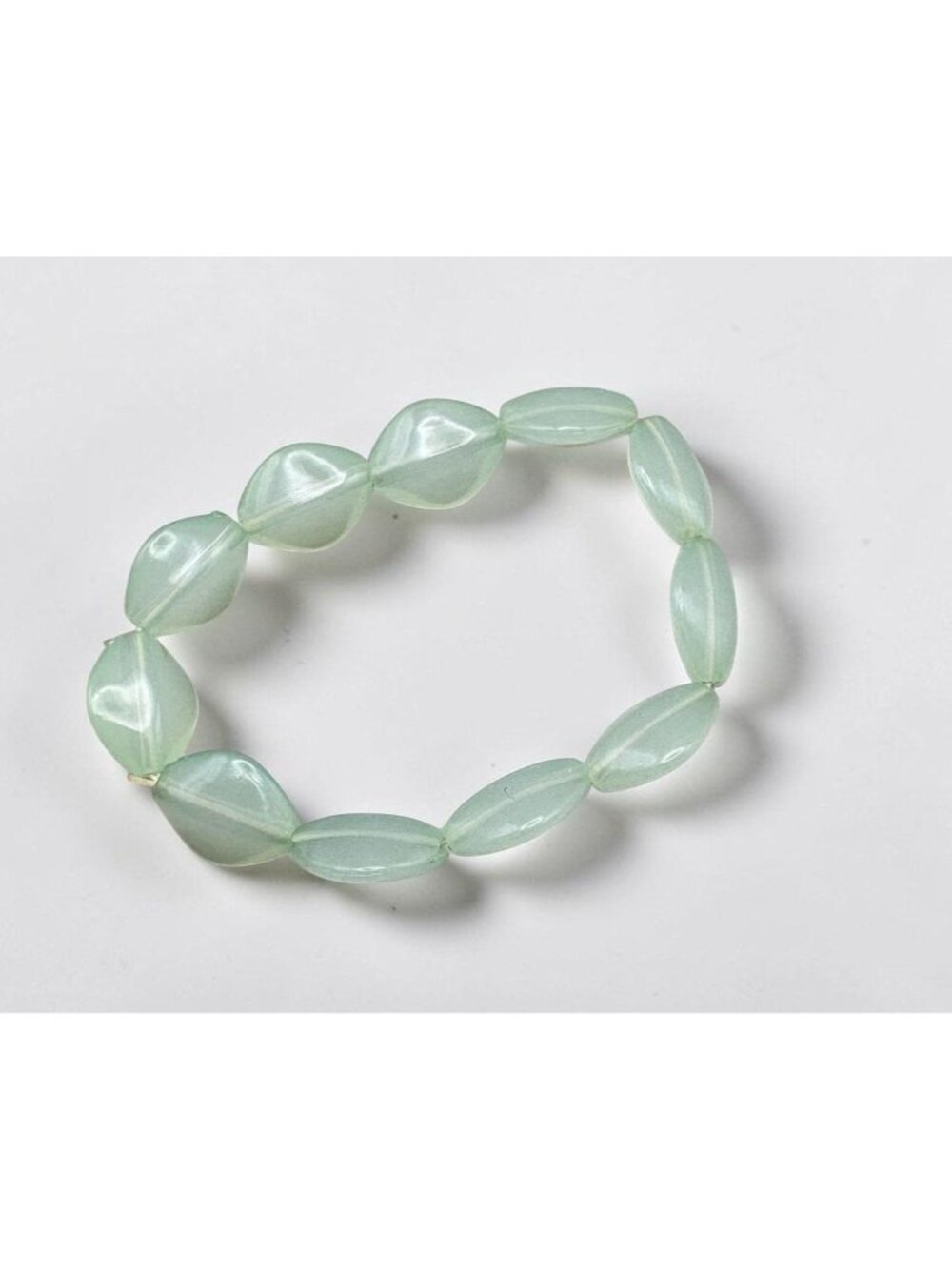 Vintage Mint Green Beaded Stretch Bracelet Translucent Beads Minimalist Spring